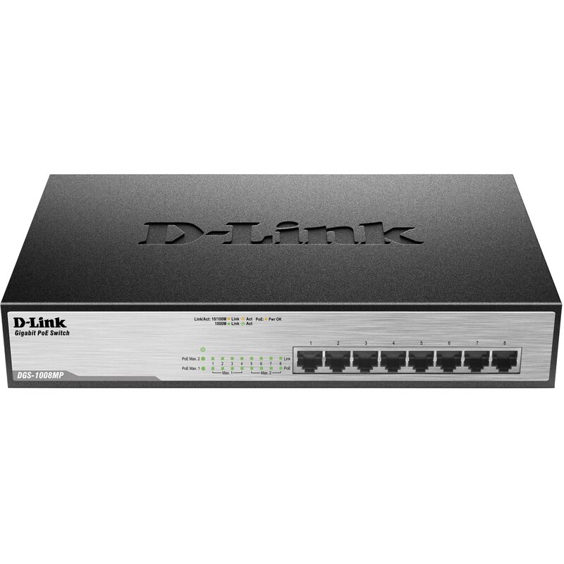 Switch D-LINK DGS-1008MP Gigabit Ethernet, 9 portów, Funkcja PoE