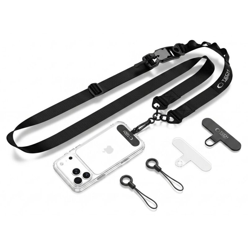 Smycz do telefonu TECH-PROTECT C9S Rope Crossbody Czarny
