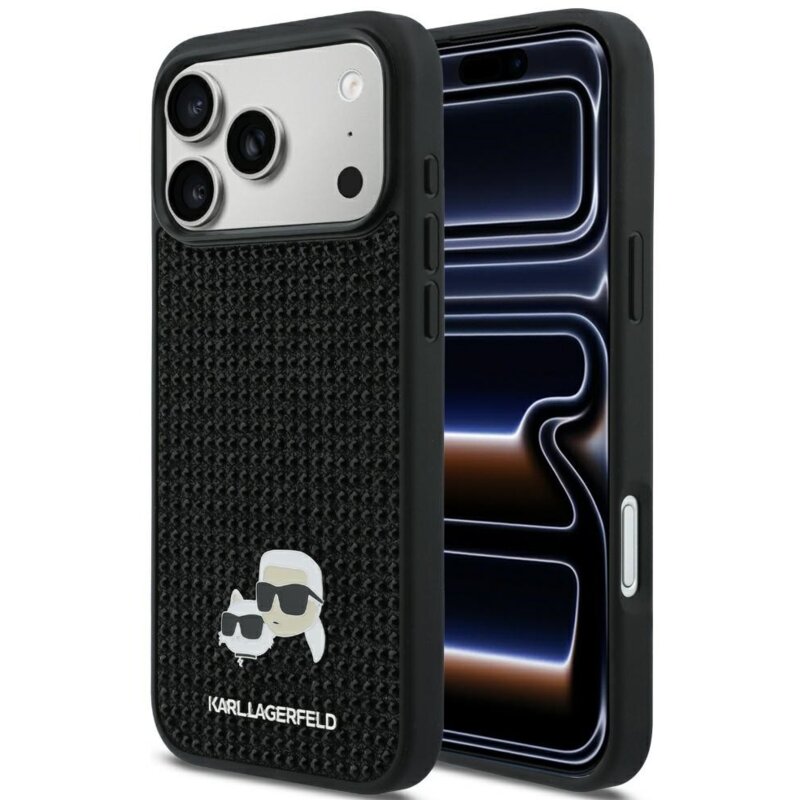 Etui KARL LAGERFELD Rhinestones Karl&Choupette Pin do Apple iPhone 17 Pro Max Czarny