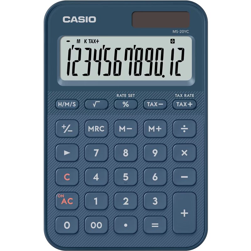 Kalkulator CASIO MS-20YC-NY Zasilanie bateryjno-słoneczne, Niezależna pamięć