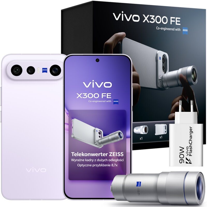 vivo X300 FE 5G 12/512GB + Zestaw fotograficzny Special Edition + ładowarka 90W Fioletowy