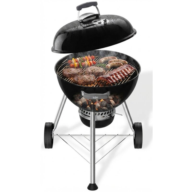 Grill ogrodowy węglowy WEBER Compact Kettle 1502054 Zamykany, okrągły, na kółkach