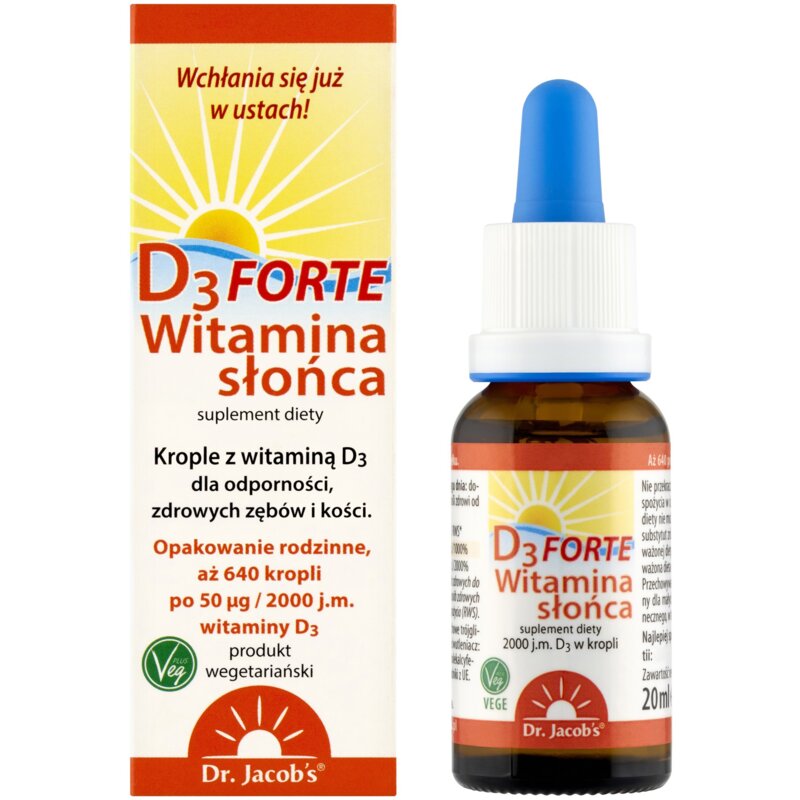 Witamina D3 DR. JACOB'S Witamina słońca FORTE w kroplach (20 ml)
