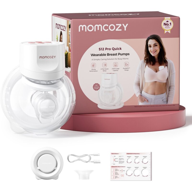 MOMCOZY S12 PRO+ noszony laktator biały – pojedynczy zestaw