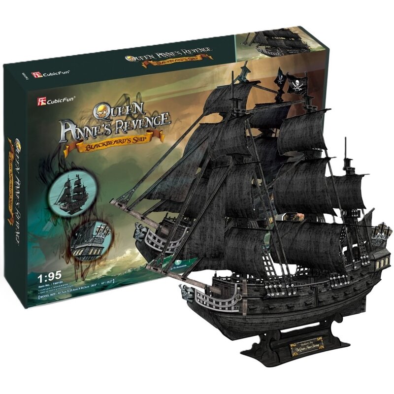 Puzzle 3D CUBIC FUN Okręt piracki Zemsta Królowej Anny T4018H (308 elementów)
