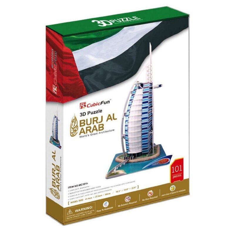 Puzzle 3D CUBIC FUN Budowle Świata Burjal Arab 306-20101 (101 elementów)