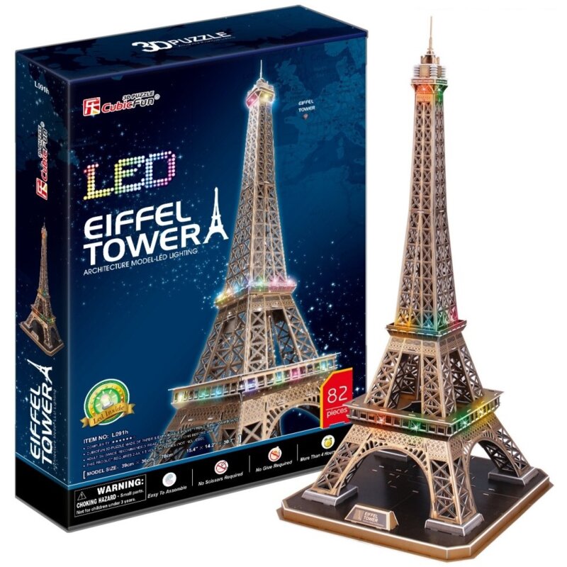 Puzzle 3D CUBIC FUN LED Wieża Eiffla Światło L091H (82 elementy)