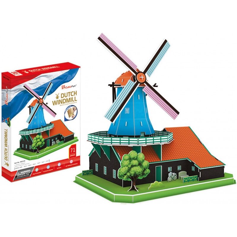 Puzzle 3D CUBIC FUN Wiatrak Holenderski MC219H (71 elementów)