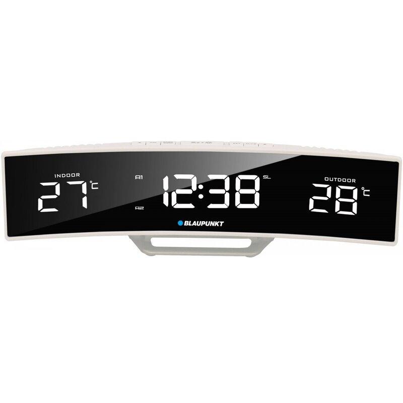 Radiobudzik BLAUPUNKT CR12WH Biały, Tuner FM, Wyświetlacz LCD z regulacją jasności, Czujnik temperatury, Zasilanie sieciowe