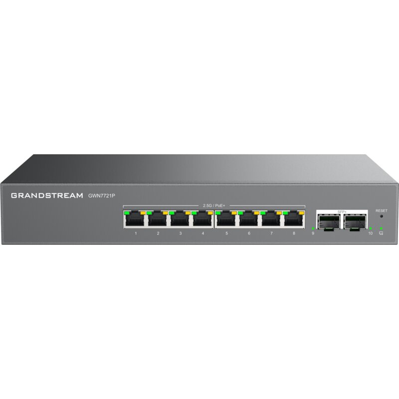 Switch Grandstream GWN7721P 2.5 Gigabit Ethernet, 10 portów, Funkcja PoE, Zarządzalny