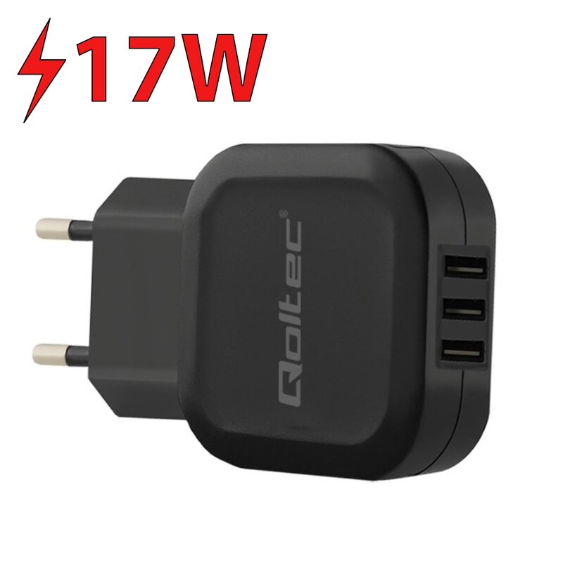 Qoltec 50191 3x USB-A 17W Czarny