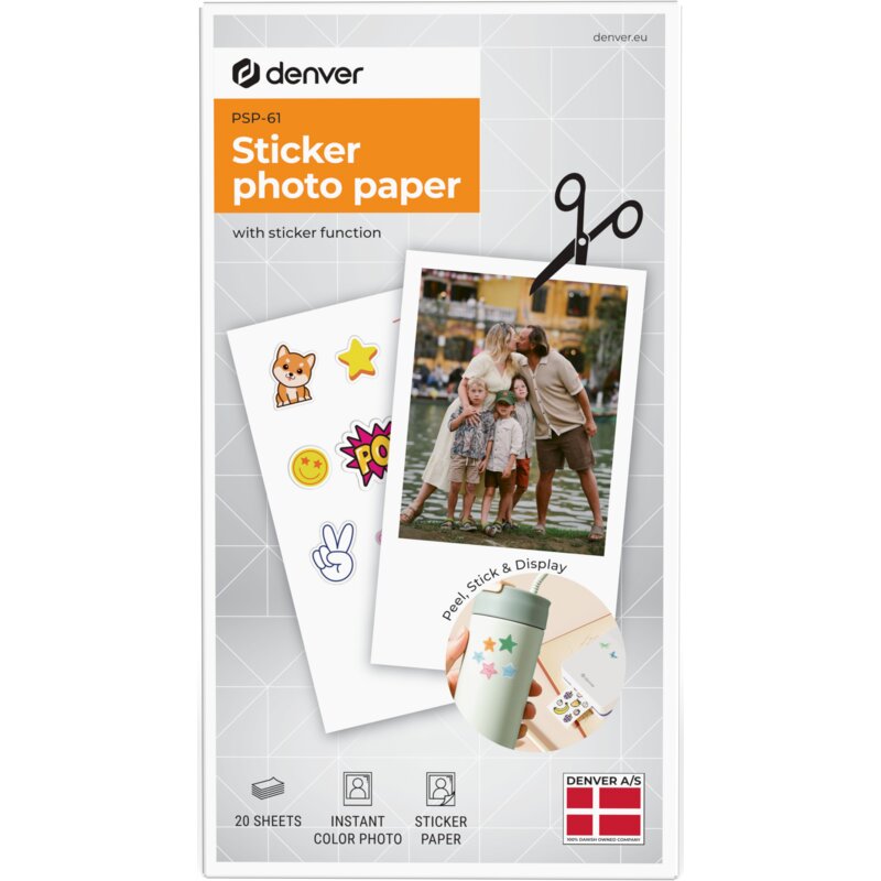Papier fotograficzny DENVER PSP-61 Samoprzylepny 20 arkuszy