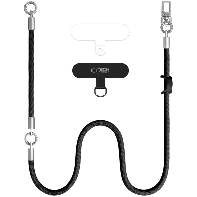 Smycz do telefonu TECH-PROTECT C10S Rope Crossbody & Wrist Czarny