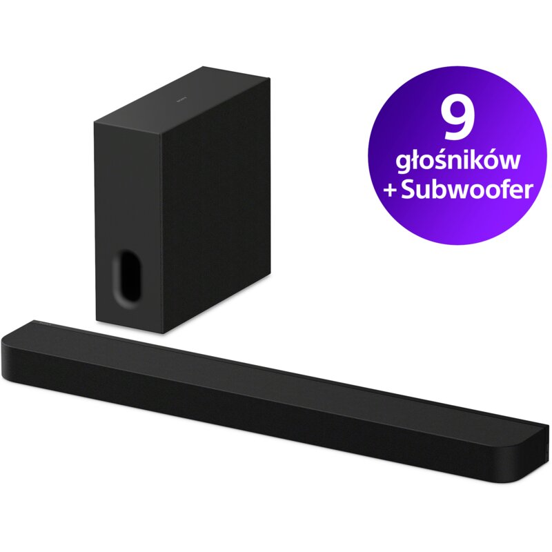 Soundbar SONY BRAVIA Theatre Bar 7 HT-A7100 + Subwoofer SA-SW7 Czarny 5.1.2-kanałowy, HDMI eARC, 8K HDR, Wi-Fi, BT, Dolby Atmos