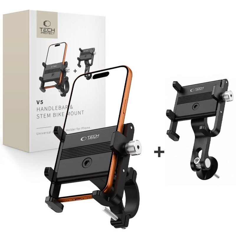 Uchwyt na telefon do roweru TECH-PROTECT V5 Universal Bike Mount Czarny