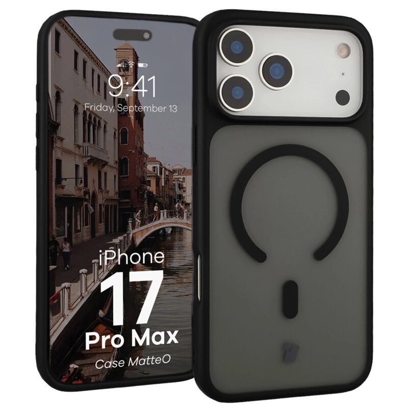 Etui BIZON MatteO MagSafe do Apple iPhone 17 Pro Max Przezroczysto-czarny
