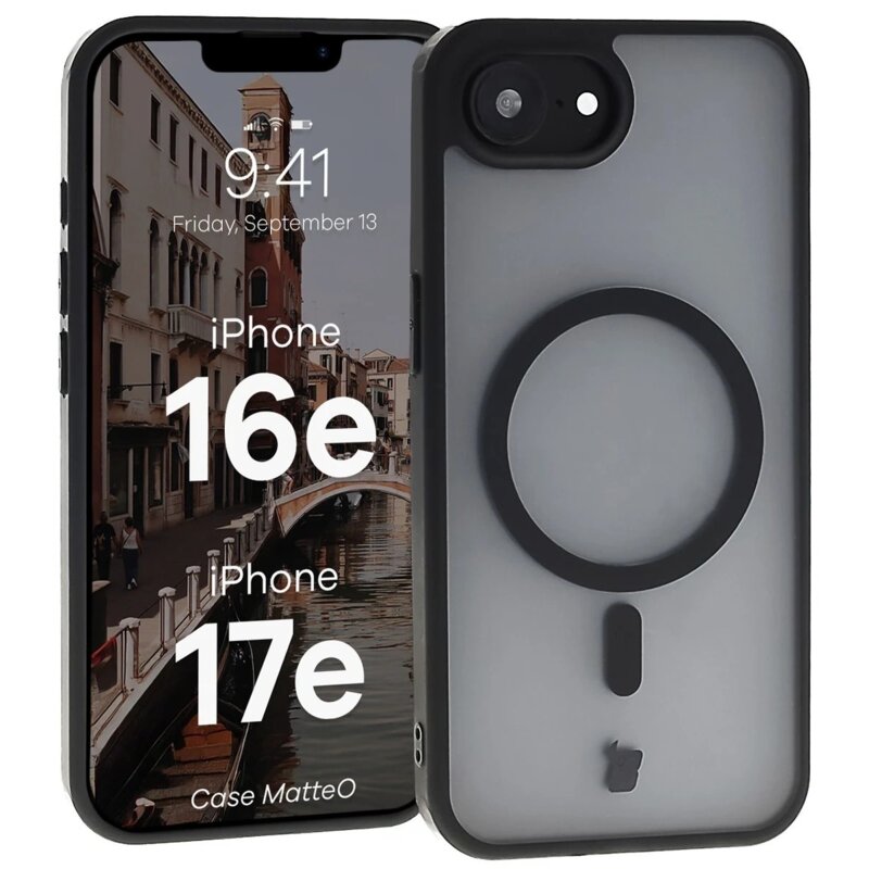 Etui BIZON MatteO MagSafe do Apple iPhone 16e/17e Przezroczysto-czarny