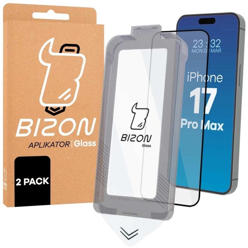 Bizon z ramką do łatwej aplikacji Glass Aplikator do iPhone 17 Pro Max 2szt