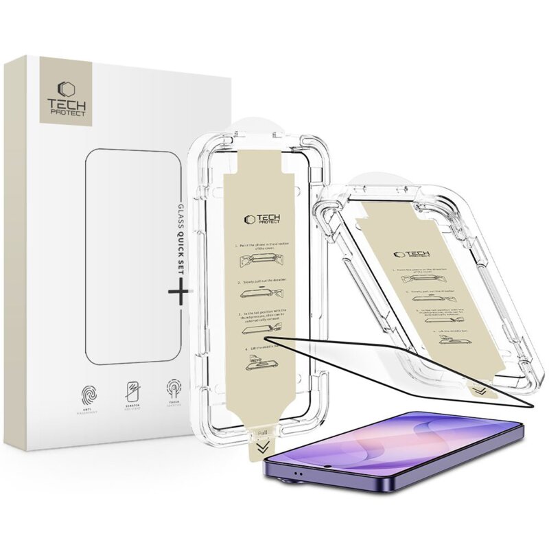 Szkło antyrefleksyjne TECH-PROTECT Quick Set AR+ do Samsung Galaxy S26+ Plus Czarny
