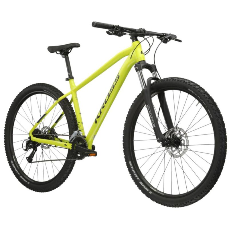Rower górski MTB KROSS Level 1.0 M22 29 cali męski Limonkowo-czarny mat