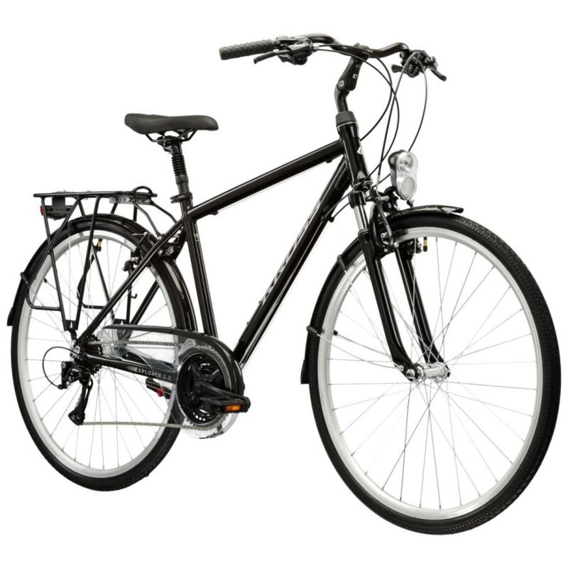 Rower trekkingowy KROSS Explorer 2.0 M21 28 cali męski Czarno-srebrny