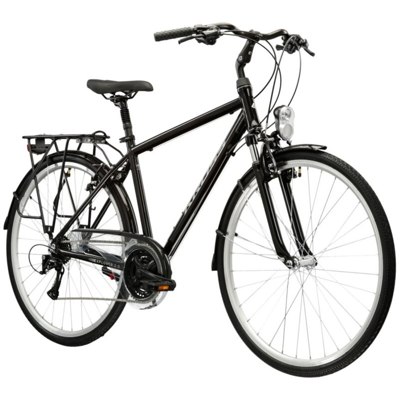 Rower trekkingowy KROSS Explorer 2.0 M19 28 cali męski Czarno-srebrny