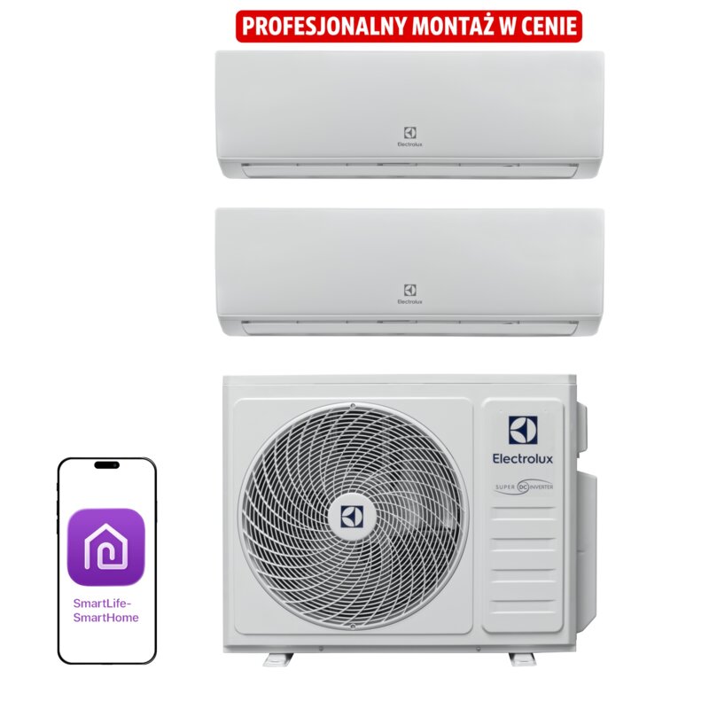 Klimatyzator Multi Split, Pompa ciepła powietrze - powietrze ELECTROLUX EACO/I-18 FMI-2/N8 + 2 x EACS/I-09 HEFMI/N8 (2 pomieszczenia) z usługą montażu