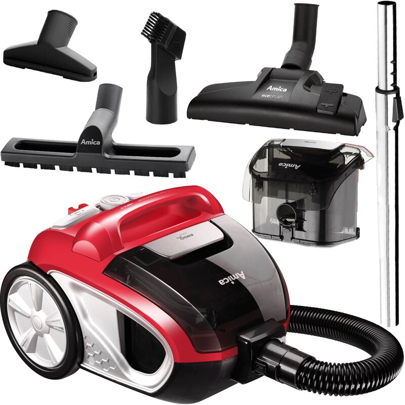 Odkurzacz AMICA VM3044 bezworkowy tradycyjny 900W regulacja mocy czerwony