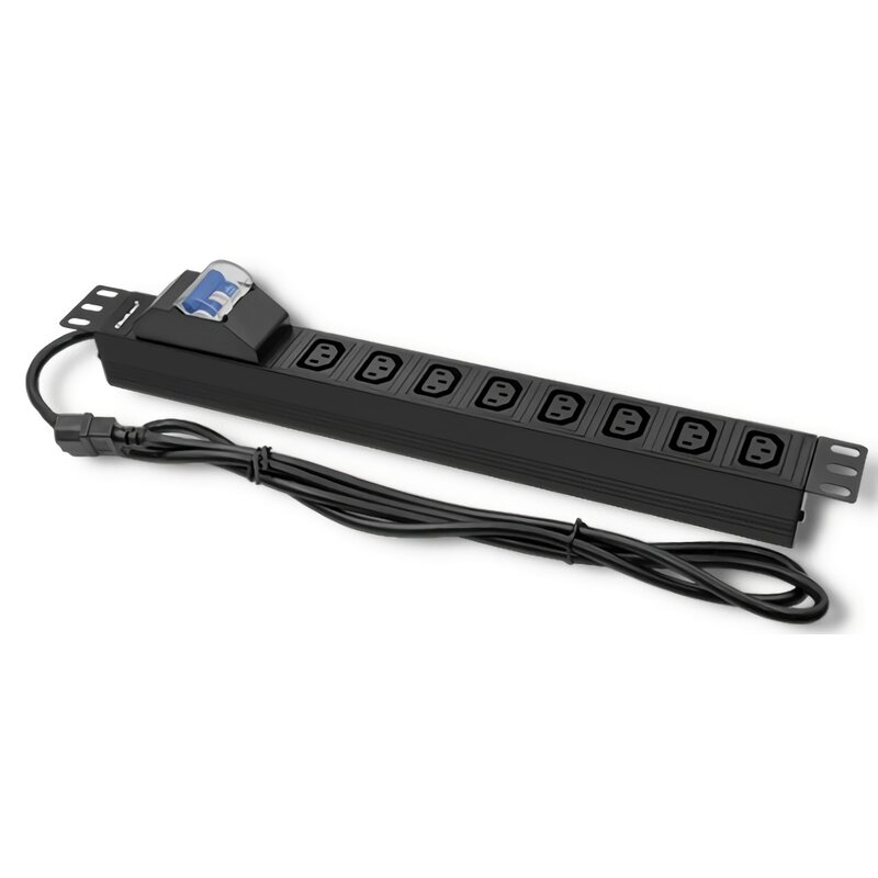 Qoltec Listwa zasilająca do Rack 19cali | circuit breaker | 1U | 10A | PDU | 8xIEC C13 | 2m