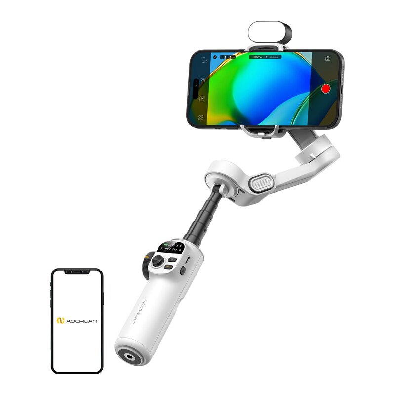 Gimbal AOCHUAN X2 z oświetleniem RGB Biały