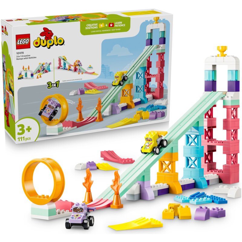 LEGO 10478 DUPLO Kreatywne rampy 3 w 1 z pojazdami