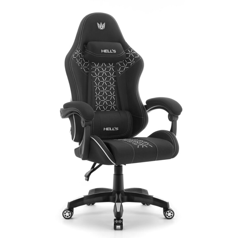 Fotel gamingowy HELL'S CHAIR HC-1008 2.0 Tkanina Czarno-biały