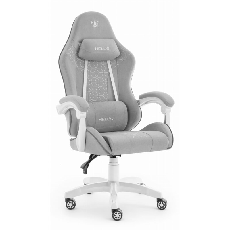 Fotel gamingowy HELL'S CHAIR HC-1008 2.0 Tkanina Szaro-biały