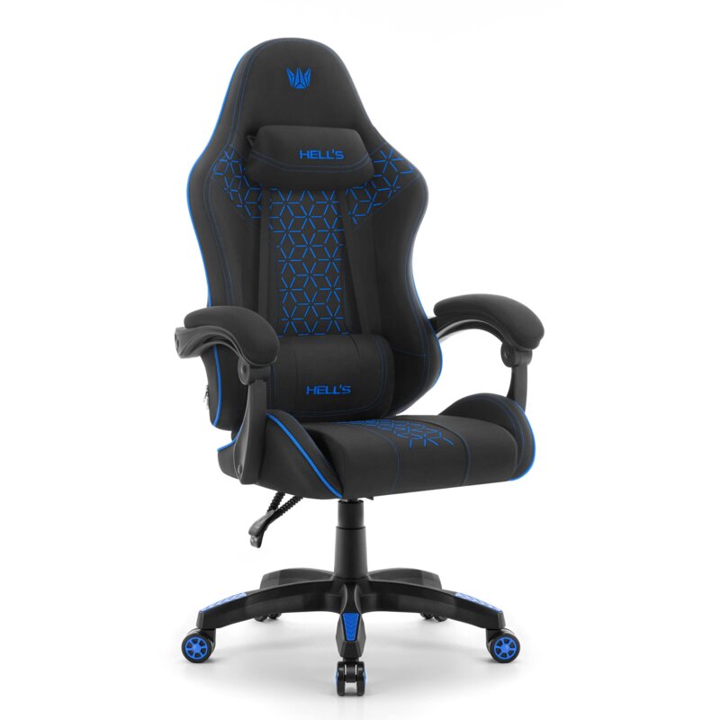Fotel gamingowy HELL'S CHAIR HC-1008 2.0 Tkanina Czarno-niebieski
