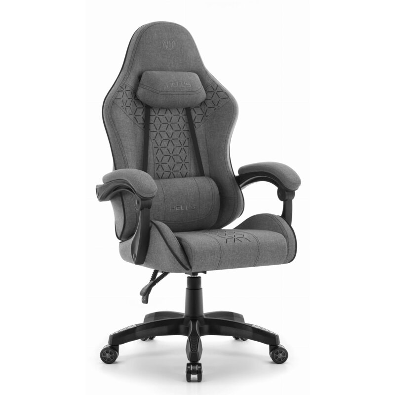 Fotel gamingowy HELL'S CHAIR HC-1008 2.0 Tkanina Szaro-czarny