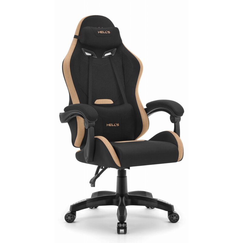 Fotel gamingowy HELL'S CHAIR HC-1012 Zamsz Czarno-beżowy