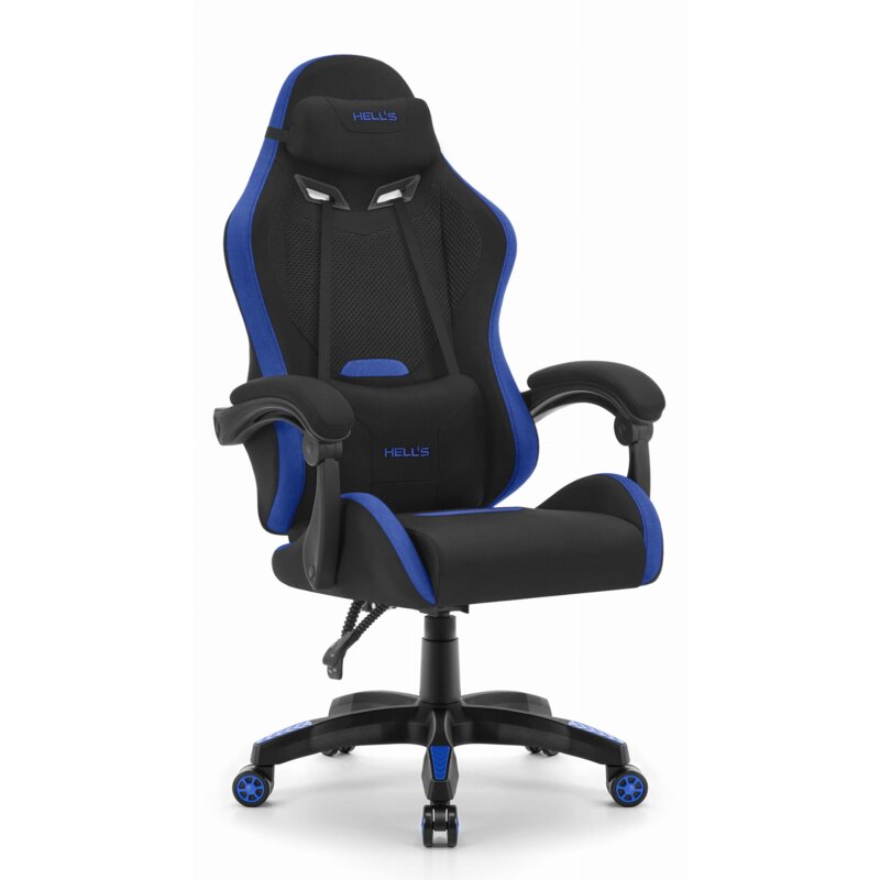 Fotel gamingowy HELL'S CHAIR HC-1012 Tkanina Czarno-niebieski
