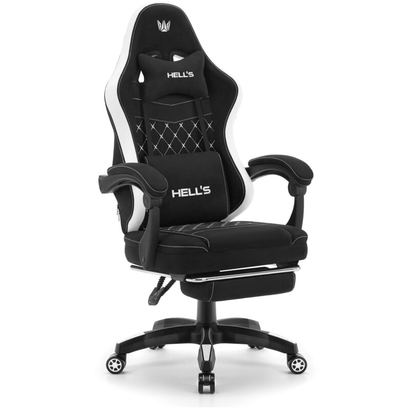Fotel gamingowy HELL'S CHAIR HC-1015 Czarno-biały