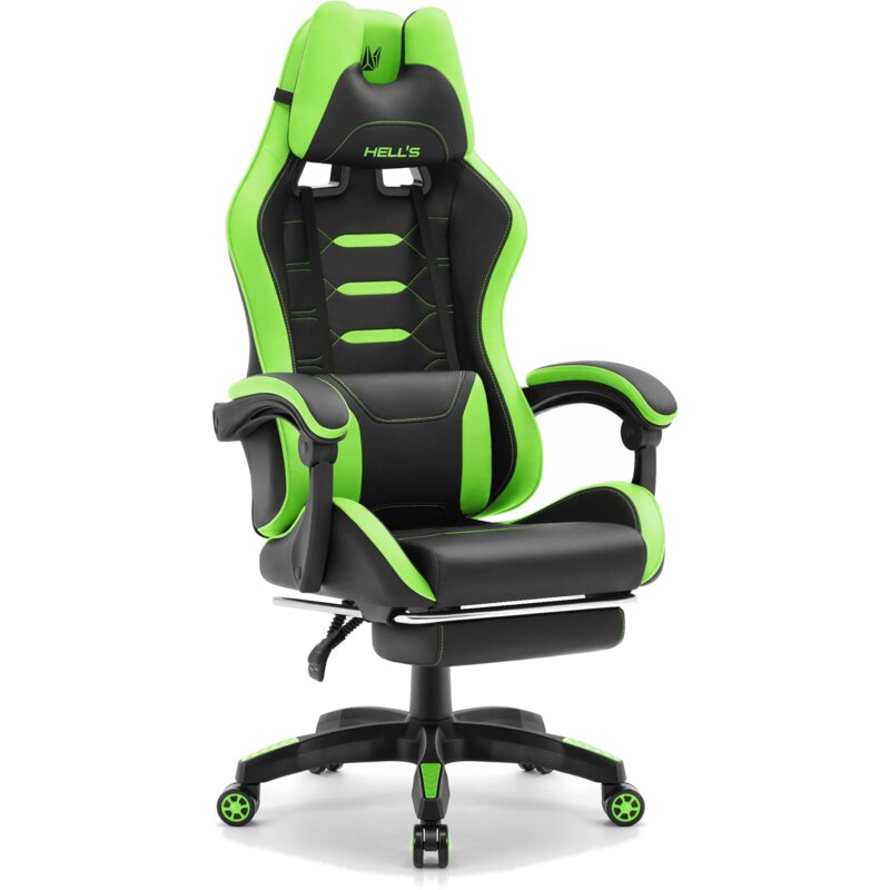 Fotel gamingowy HELL'S CHAIR HC-1039 2.0 Czarno-zielony
