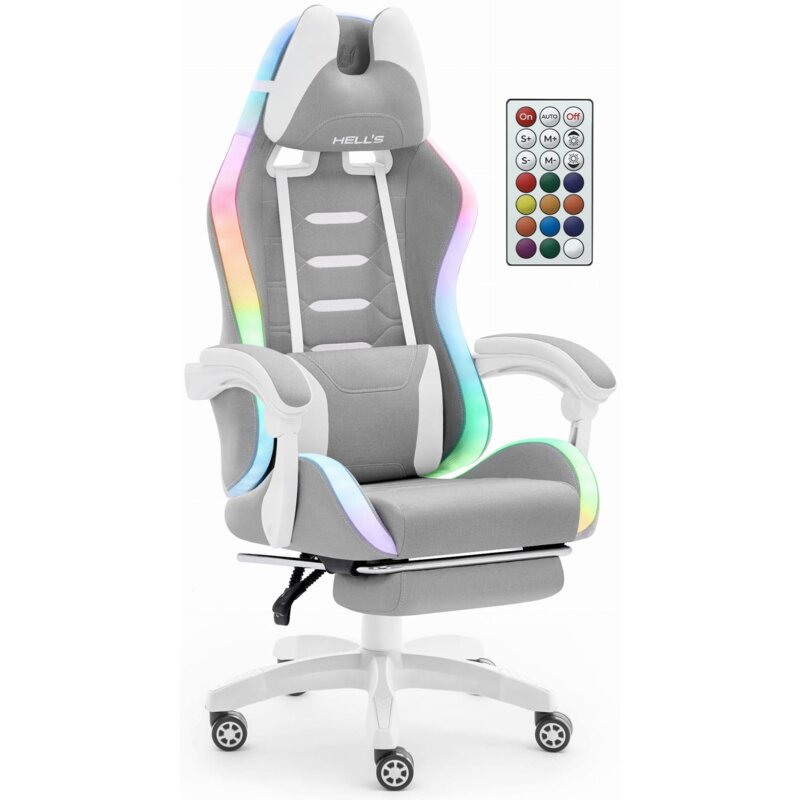 Fotel gamingowy HELL'S CHAIR HC-1039 2.0 RGB Szaro-biały