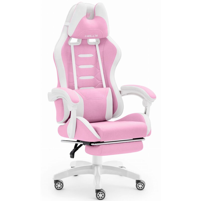 Fotel gamingowy HELL'S CHAIR HC-1039 2.0 Kids Różowo-biały