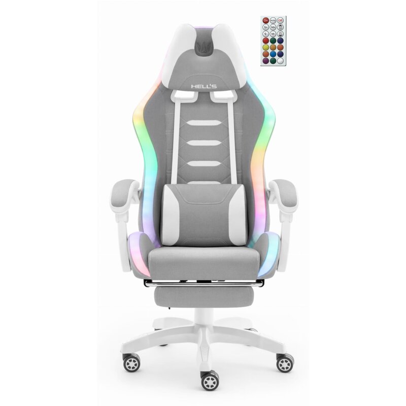 Fotel gamingowy HELL'S CHAIR HC-1039 2.0 Kids LED RGB Szary