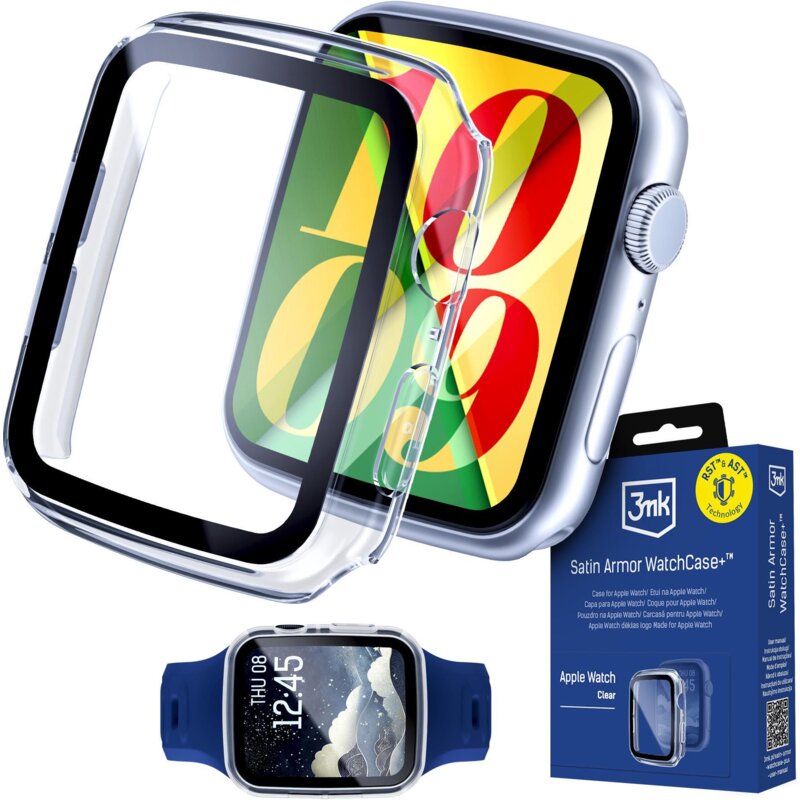 Etui 3MK Satin Armor WatchCase+ do Apple Watch 4/5/6/SE z serii 1/2/3 (44mm) Przezroczysty