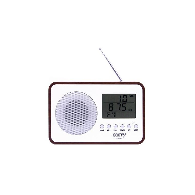 Radio CAMRY CR 1153 Brązowo-Białe, Przenośne, Cyfrowe, Tuner FM, Termometr, Kalendarz, Alarm, Budzik, Zasilanie Bateryjno-Sieciowe