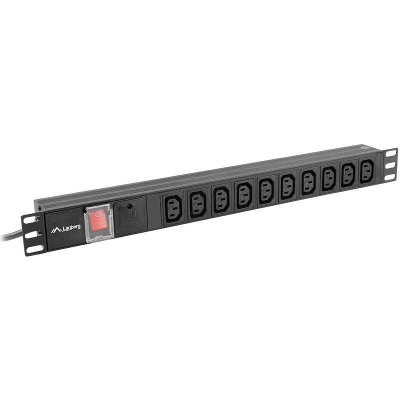 Lanberg Listwa zasilająca Rack PDU 19 cali 1U 10A 10X IEC C13 2m C14 czarna