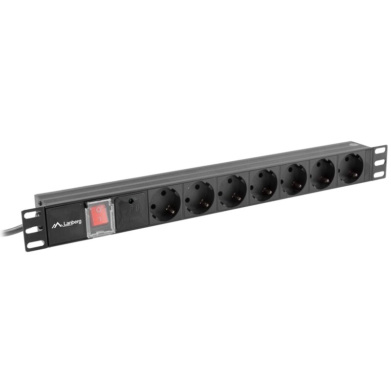 Lanberg RACK PDU 19" 1U 16A 7x Schuko Czarny 2m