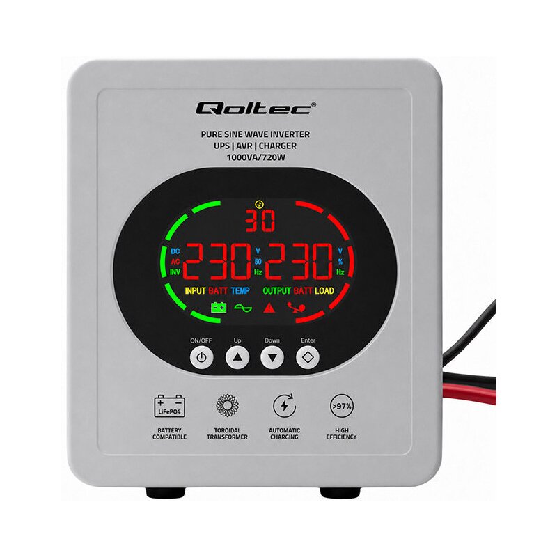 Zasilacz UPS QOLTEC Pure Sine Wave 50451 1000VA 720W