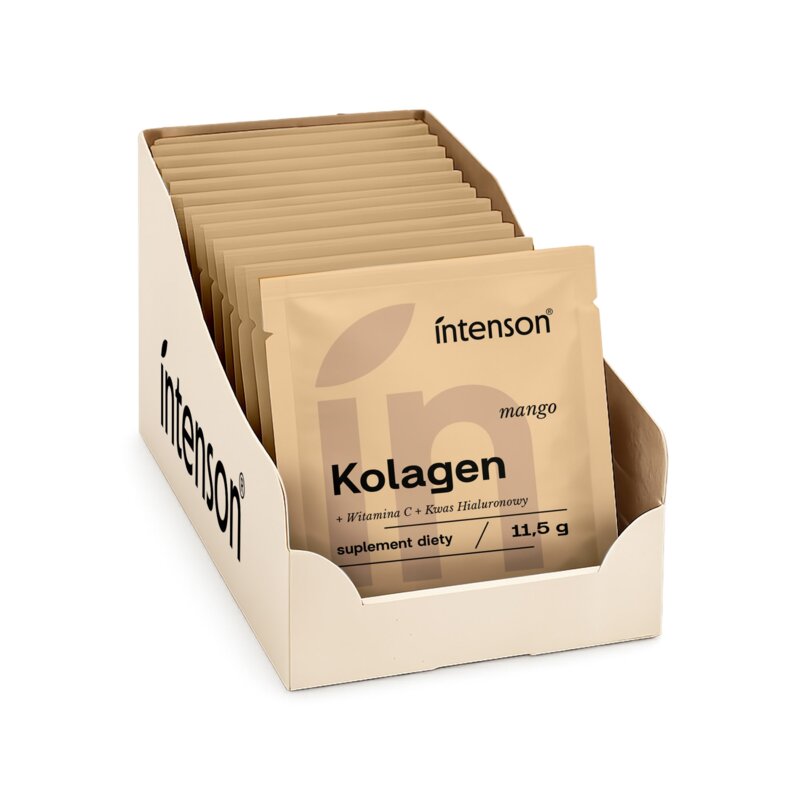 Kolagen INTENSON Witamina C + Kwas hialuronowy Mango (20 x 11.5 g)
