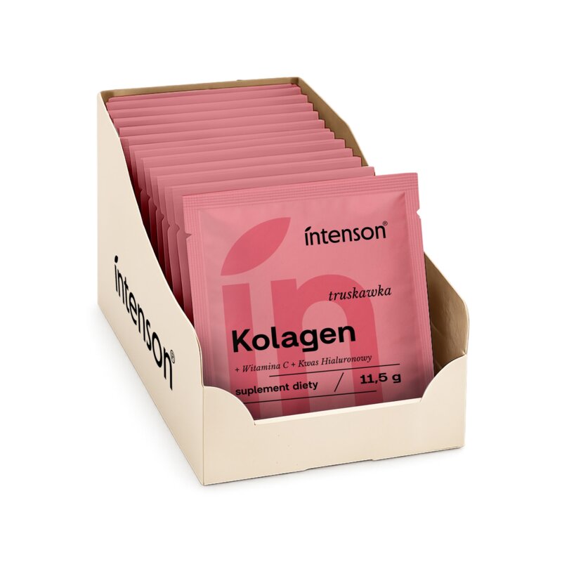 Kolagen INTENSON Witamina C + Kwas hialuronowy Truskawkowy (20 x 11.5 g)