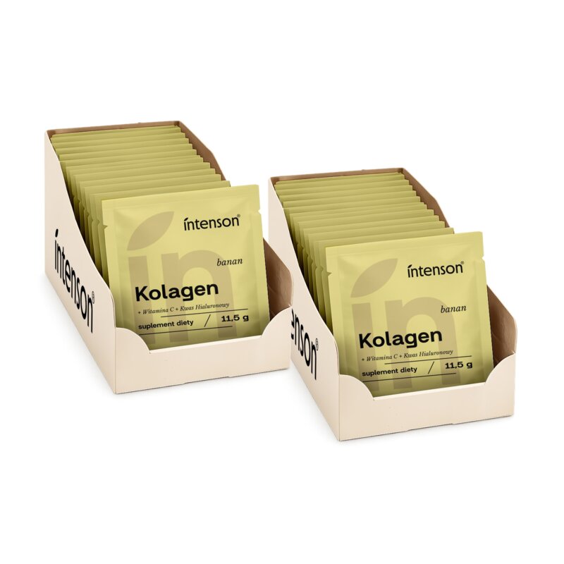 Kolagen INTENSON Witamina C + Kwas hialuronowy Bananowy (40 x 11.5 g)